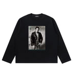 Pure black boxy short wide version long sleeves / S