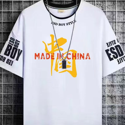 Teenager Short-sleeved T-shirt Men's 2024 New Summer Loose Fashionable All-match Half-sleeved Handsome Junior High School Students Big Boy