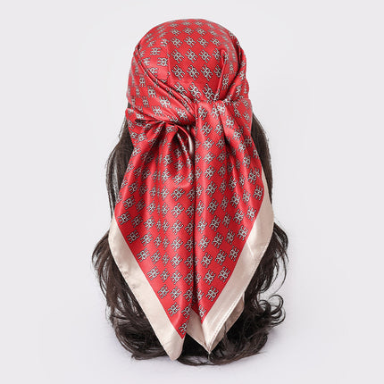 Spring and Autumn New Large Square Scarf Large Silk Scarf Decorative South Korea All-match Women's Scarf Headscarf Scarf Chic Style Hair Belt Art