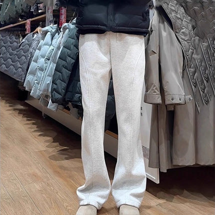 White-Gray Flared Sweatpants for Men, Spring and Autumn, Tall, Extended Length, Straight-Leg, Drapey, American-Style, Cropped Casual Pants