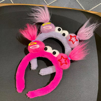 Trendy Quirky Hair Clip with Fluffy Hairband for Girls, Creative Versatile Face-Washing Hair Accessory