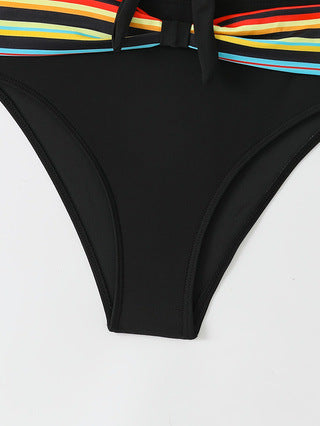 New Colorful Stripesd Swimsuit Printed Bikini Cross-Border Amazon Aliexpress Women's Split Swimsuit Bikini