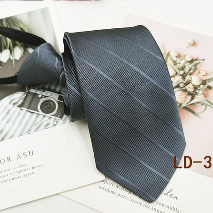 Factory In-Stock Zipper Tie Men's Formal Business 8cm Lazy Tie Red Black Striped Workplace Striped Tie