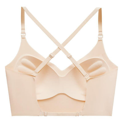 Large U-shaped seamless back underwear women's one-piece fixed Cup inner halter backless push up wireless bra