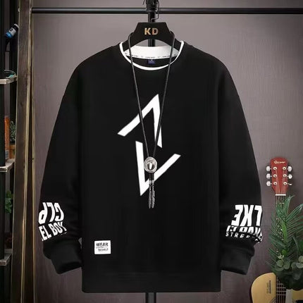 Sweatshirt Men's Spring 2024 New Loose Style for Teenagers and Students, Handsome and Trendyy Round Neck Casual Tops, Long-Sleeved T-Shirts
