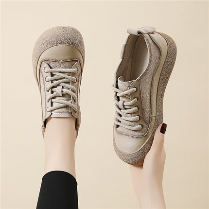 First-Layer Cowhide Casual Genuine Leather Sneakers for Women 2026 New Spring and Autumn Retro Sneakers Trendy Travel Shoes Versatile
