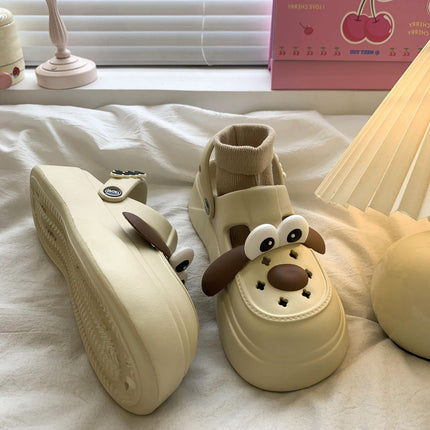 Eva Cartoon Big-Eyed Dog Girl 2026 Summer Outdoor Clogs Super Popular with a Stepping-On-Clouds Feel, Dual-Wear Thick-Soled Closed-Toe Slippers