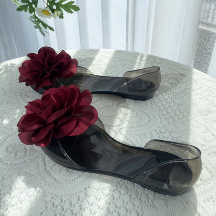 Fish Mouth Sandals Women's Flat Open Toe Jelly Shoes Transparent Flower Holiday Seaside Beach Shoes Cross-Border Dropshipping