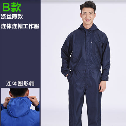 Camouflage One-Piece Work Clothes for Men, Breathable Dust-Proof Labor Protection Clothing with Hood, Spray Paint Polishing, Stain-Resistant Work Clothes, Thin and Wear-Resistant