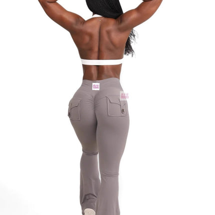 YIDI Yoga Tooling Style Peach Hip Pocket Flared Pants Sports Quick-drying Small Sexy Trousers