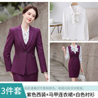 Purple suit + vest dress + white shirt / S