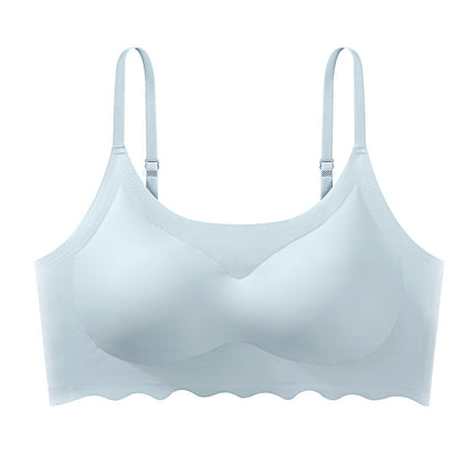 Summer Solid Color Ice Silk Seamless Women's Bra Breathable Beautiful Back Wrap Sports Yoga Sleep Girls Underwear