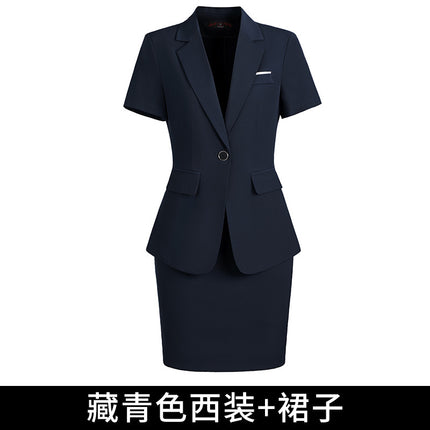 [Autumn Wear] Professional suit Female Temperament Workwear Goddess Fan Hotel Manager Short-sleeved Suit Summer Work Clothes
