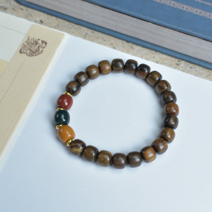 Shen Guibao Chen Xiang 8mm Double Ring Half Bracelet Barrel Bead Bracelet Five Sutra String Beads Niche Wen Play Jewelry Wholesale