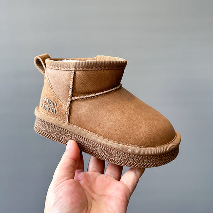 Children's Snow Boots 2025 Winter New Style Girls' Fleece-Lined Short Boots Boys' Thickened Cotton Boots Warm Waterproof Baby Shoes