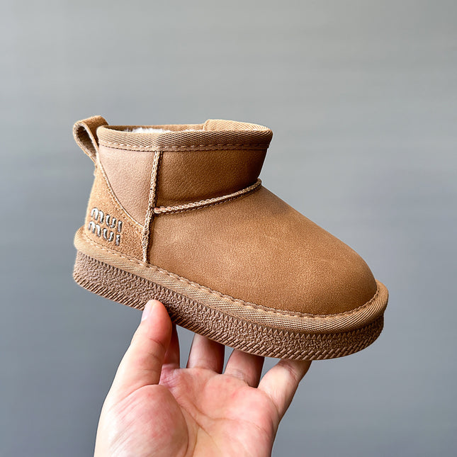Children's Snow Boots 2025 Winter New Style Girls' Fleece-Lined Short Boots Boys' Thickened Cotton Boots Warm Waterproof Baby Shoes