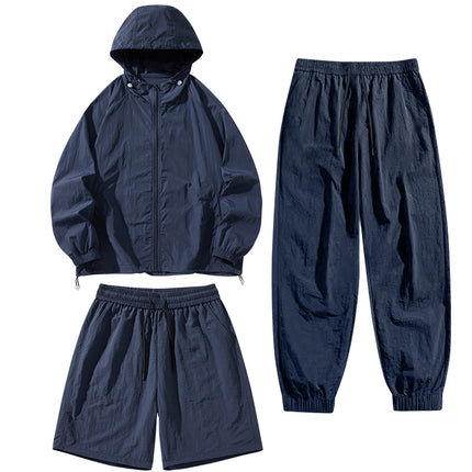 Sun Protection Clothing Set Upf50+ Cool-Touch Ice Silk Original Yarn Hooded Breathable Nylon Ice Silk Outdoor Skin Protection Clothing Shorts