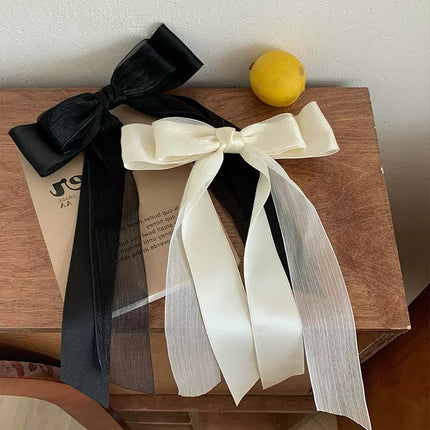 Internet Celebrity Super Fairy Large Chiffon Bow Hairpin Women's Head Half-Tie Hair Accessories Face Showing Small Spring Clip Headwear