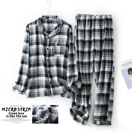 [Ready Stock] Men's Suit Long-Sleeved Pants Autumn and Winter Pajamas Velvet Plaid