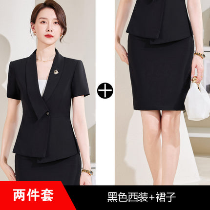 High-end professional suit women's summer new elegant goddess fan hotel front desk sales department overalls suit skirt