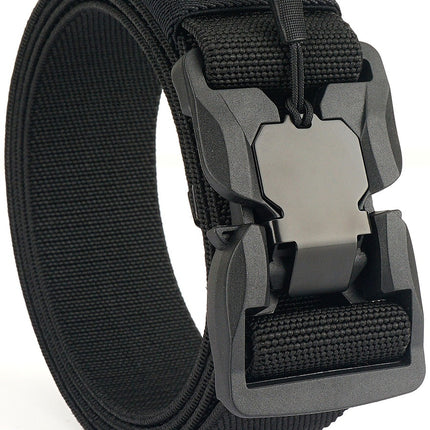 Explosive outdoor tactical belt magnetic suction buckle men's and women's convenient nylon elastic woven belt factory straight hair