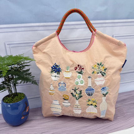 ball chain Japanese high quality eco-friendly shopping bag embroidered hand canvas bag nylon shopping bag
