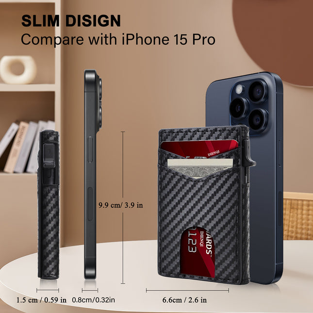 Rfid Magnetic Card Holder Apple Magsafe Card Holder Men's Wallet Portable Strong Magnetic Card Holder Carbon Fiber Pattern Card Holder