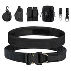 Black - belt + small round bag + waist bag + keychain + water bottle buckle + double magazine bag + holster seven-piece set