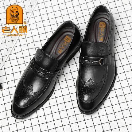 Old Man's Head Autumn Men's Leather Shoes Youth Dress Business Leather Shoes Men's Pointed Head Casual Trendy Men's Shoes