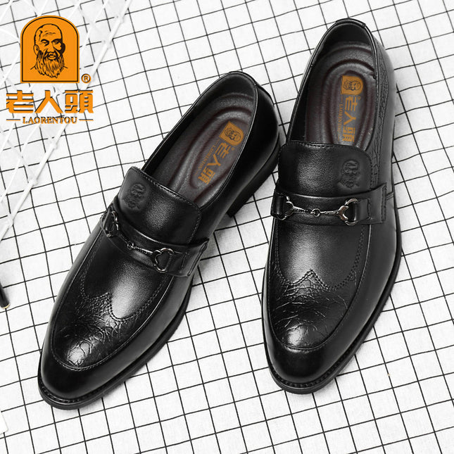 Old Man's Head Autumn Men's Leather Shoes Youth Dress Business Leather Shoes Men's Pointed Head Casual Trendy Men's Shoes