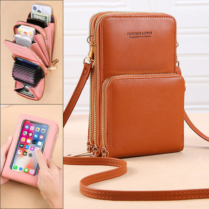 LONNY new transparent touch screen mobile phone bag organ multi-card position trendy simple crossbody small bag multi-functional mobile phone