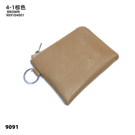 First-Layer Cowhide Zipper Coin Purse Bank Card Coin Small Leather Bag with Key Ring Mini Genuine Leather Coin Purse Wholesale