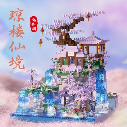 Chinese Style Blocks Compatible Lego Blocks Peach Blossom Pool Building Micro Particles Difficulty DIY Handmade Gift Toys
