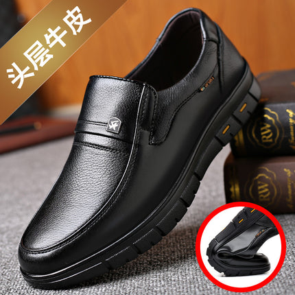 Dad Leather Shoes Large Size Middle-aged and Elderly Business Casual Shoes Genuine Leather Men's Leather Shoes Non-slip Fleece-lined Cotton Shoes Middle-aged Men's Shoes