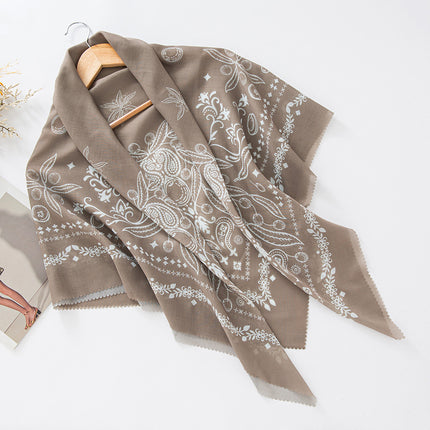 Cross-Border New Product Voile Print 110 Square Scarf Classic Lace Scarf Turban Malaysian Shawl
