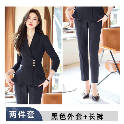 Striped Suit Jacket Women's Work Clothes Spring Beauty Salon Jewelry Store Temperament Workwear Hotel Front Desk Professional Suit