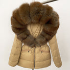 Khaki + imitation mink / S