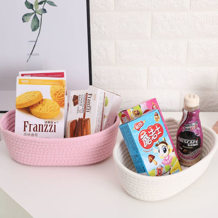 Cotton Woven Fabric Desktop Storage Basket Snack Toy Cosmetics Storage Office Desktop Storage Basket Entrance Miscellaneous