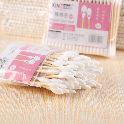 Cotton Swab Factory Disposable Cosmetic Cotton Swab Ear Cleaning Double-Ended Bamboo Stick Cotton Swab Bag Boxed Manufacturer Wholesale