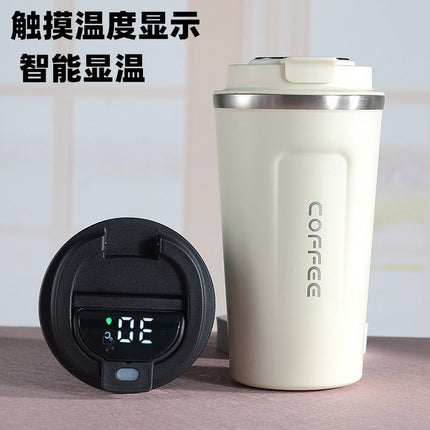 Simple wind solid color 304 stainless steel thermos cup intelligent display temperature coffee cup car portable wholesale logo