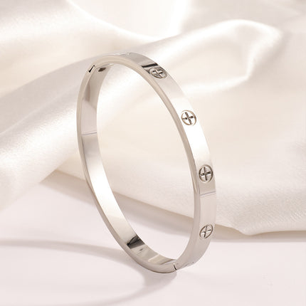 Cross-Border Popular Stainless Steel Cross Nail Bracelet for Women, Fashionable and High-End, New Versatile Light Luxury Style Non-Fading Bracelet