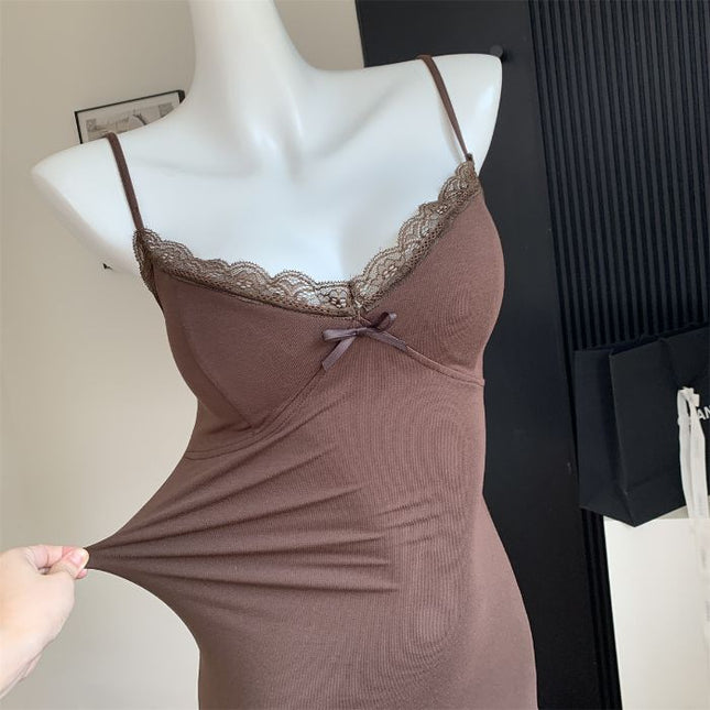 Ram Cotton Pure Desire Sexy Tight Sling dress Women's Super Figure Skirt Grey Slim-fit Waisted Hip Skirt