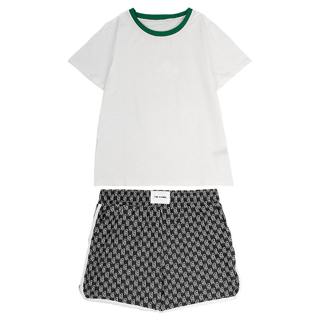 Summer Women's Suit Home Shorts Short-Sleeved Suit Sports and Leisure Two-Piece Set Breathable Thin Two-Piece Set with Logo