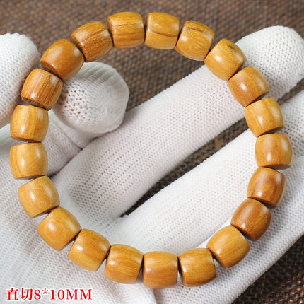 Zhemu bracelet straight cut barrel beads 8*10MM men's and women's couples bracelet new Chinese antique jewelry Wen play yellow sandalwood string