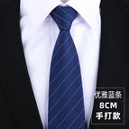 8cm elegant blue stripe hand