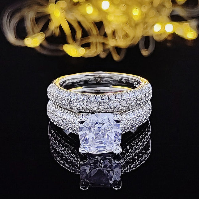 European and American Cross-border E-commerce Hot Sale Combination Ring suit Ring Female Niche High-level Sense Design Super Flash r7489