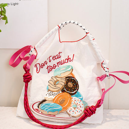ball chain Japanese high quality eco-friendly shopping bag embroidered hand canvas bag nylon shopping bag