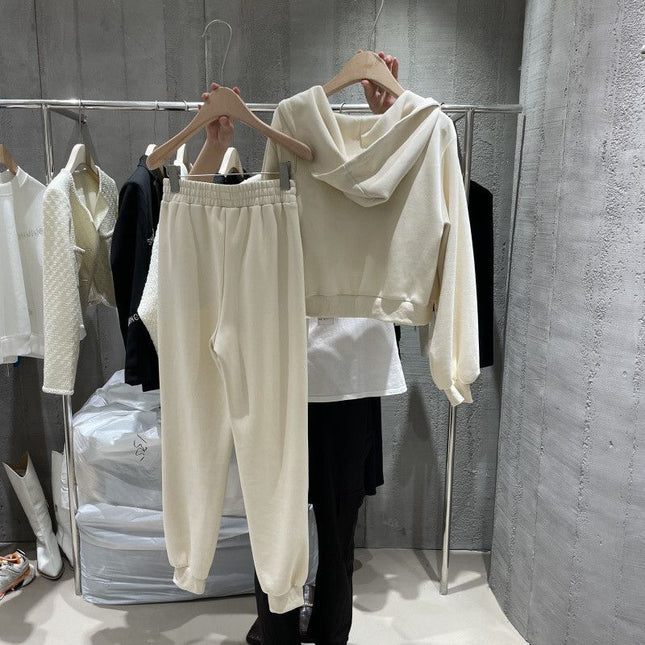 Autumn New Fashion Casual Sportswear Suit for Women, Long-Sleeved Hooded Jacket, Stylish Vest, Leggings Pants, Three-Piece Set
