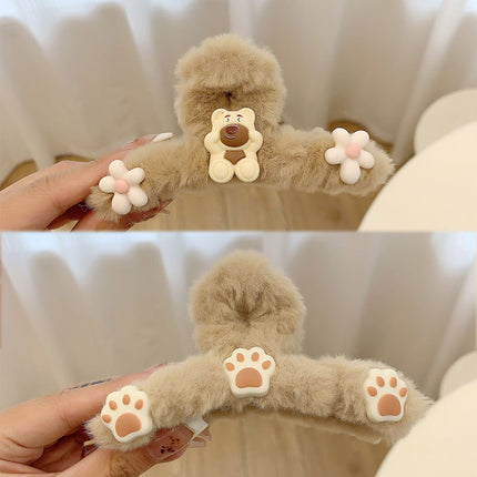 Autumn and Winter plush hairpin female clip headdress furry shark clip cute high-grade sense back head clip high-end hairpin