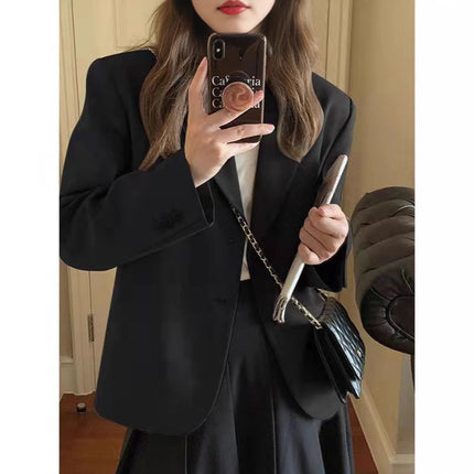 [15,400 People Collection] Small Suit Jacket Women Korean Loose 2025 Spring and Autumn British Style Gray Small Suit